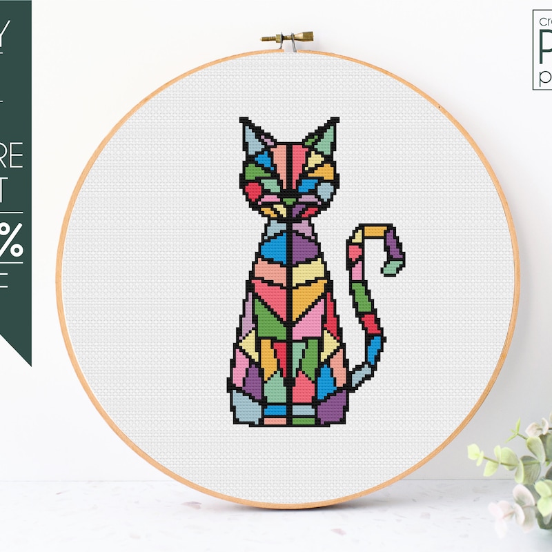 Geometric Cat - Etsy