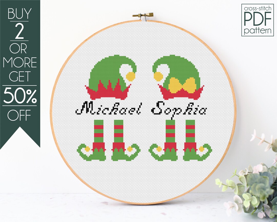 Christmas Elf Cross Stitch Pattern PDF, Cristmas Cross Stitch Pattern