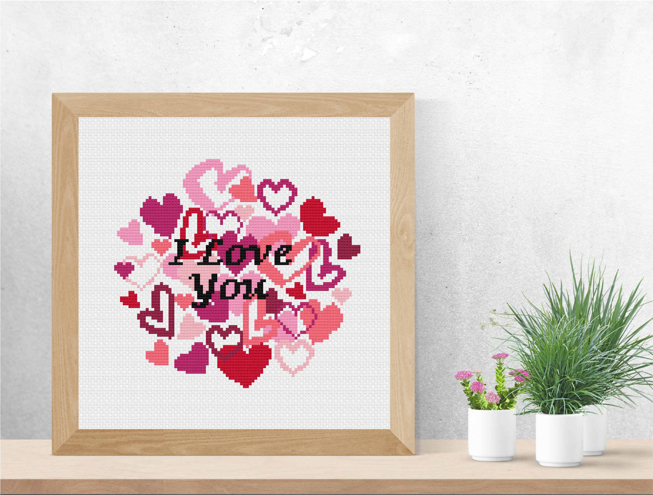 I ♥you バッヂ Red Heart Cross Stitch Pattern I Love You - Etsy