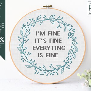 Floral Quote Cross Stitch Pattern PDF, Flower Embroidery Pattern, Motivational Cross Stitch, Inspirational Quote , Mental Health, Flovers