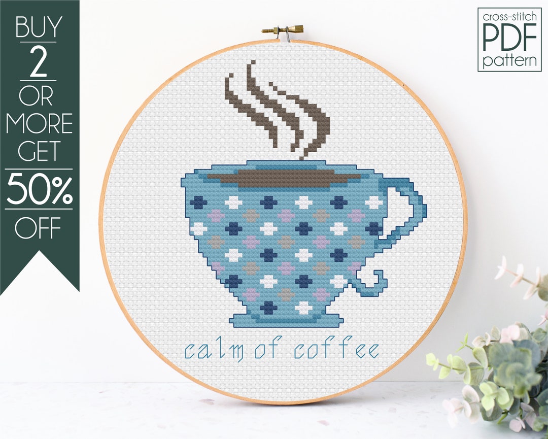 Coffee Mug Cross Stitch Pattern PDF Coffee Lover Cross Etsy