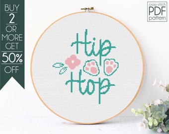 Patrón Punto de Cruz Conejo de Pascua PDF, Patrón de Bordado Hip Hop, Felices Pascuas, Primavera, Punto de Cruz Conejo, Hola Primavera