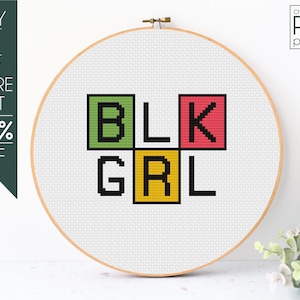 Black History Cross Stitch Pattern PDF, Black Girl Cross Stitch, Juneteenth Pattern, Black Queen, Afro Woman, Embroidery Pattern, Beginner