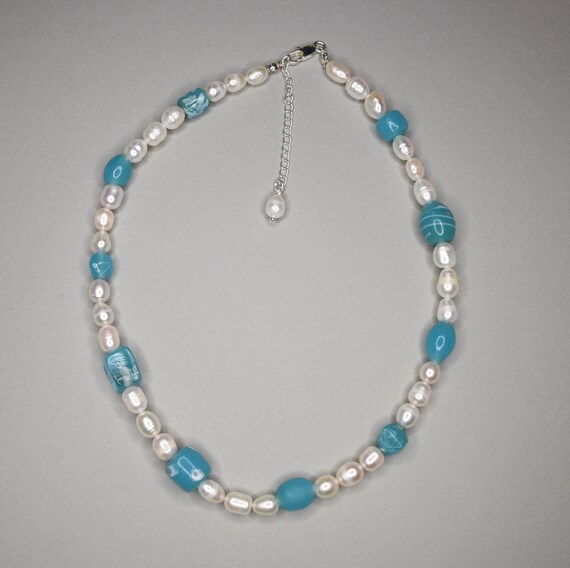 Teal Pearl Necklace | Etsy
