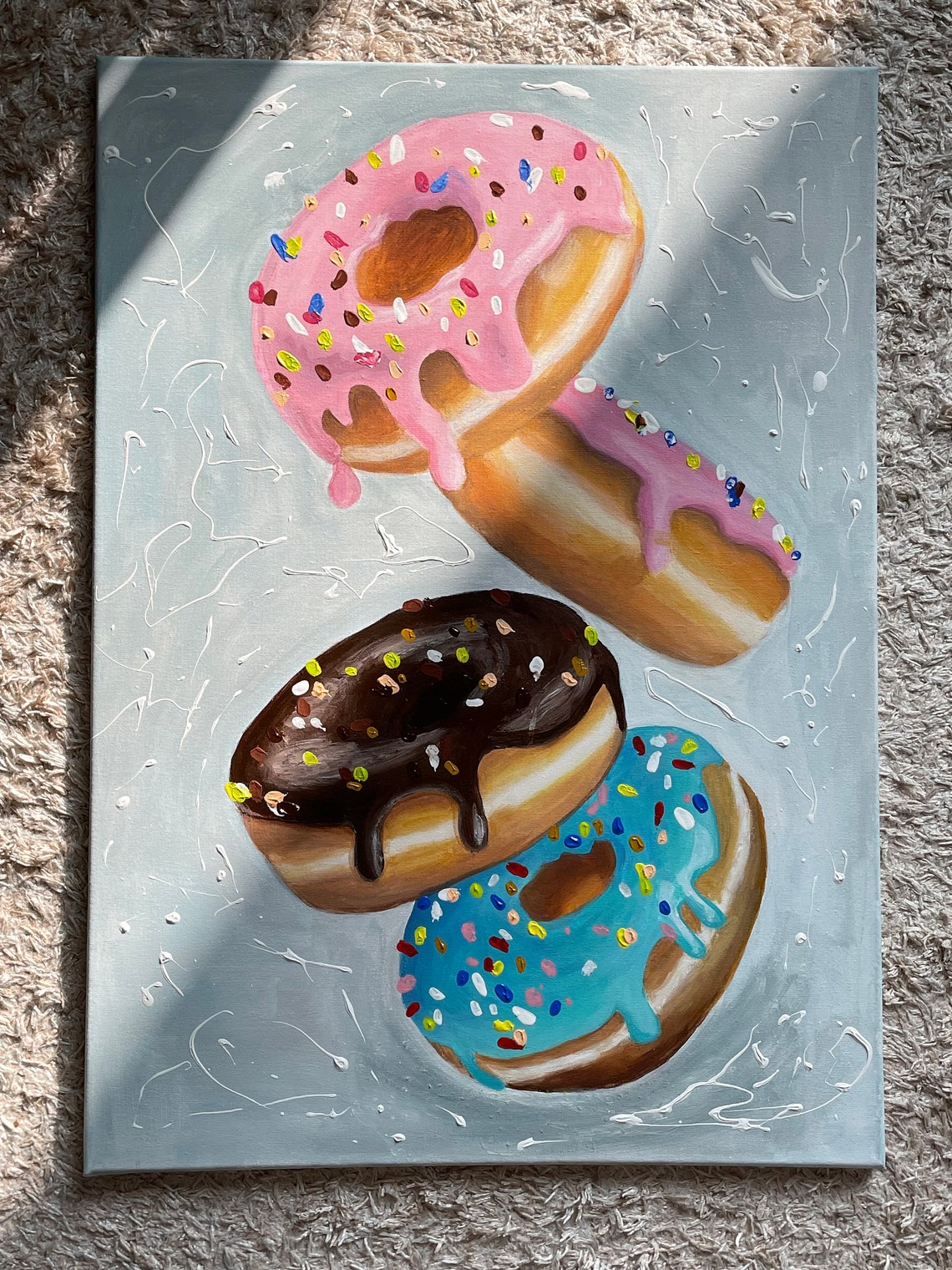 Interior Acrylic Painting on Canvas 50x70 Cm Sweets Donuts Handmade ...