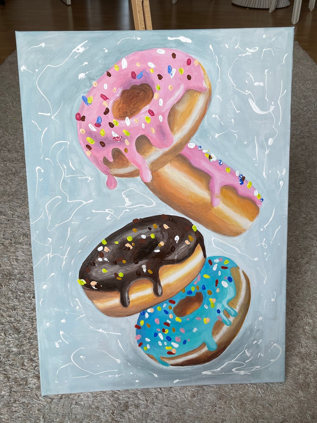 Interior Acrylic Painting on Canvas 50x70 Cm Sweets Donuts Handmade ...
