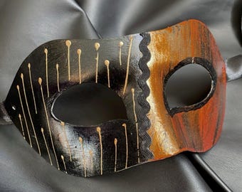 Carnaval Masquerade Mask Golden Black Mask for Party Man Woman Fetish Mask Handgemaakt