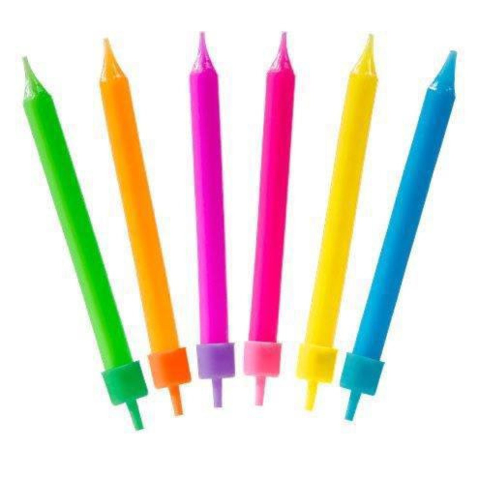 6 colourful assorted neon candles perfect for parties Etsy