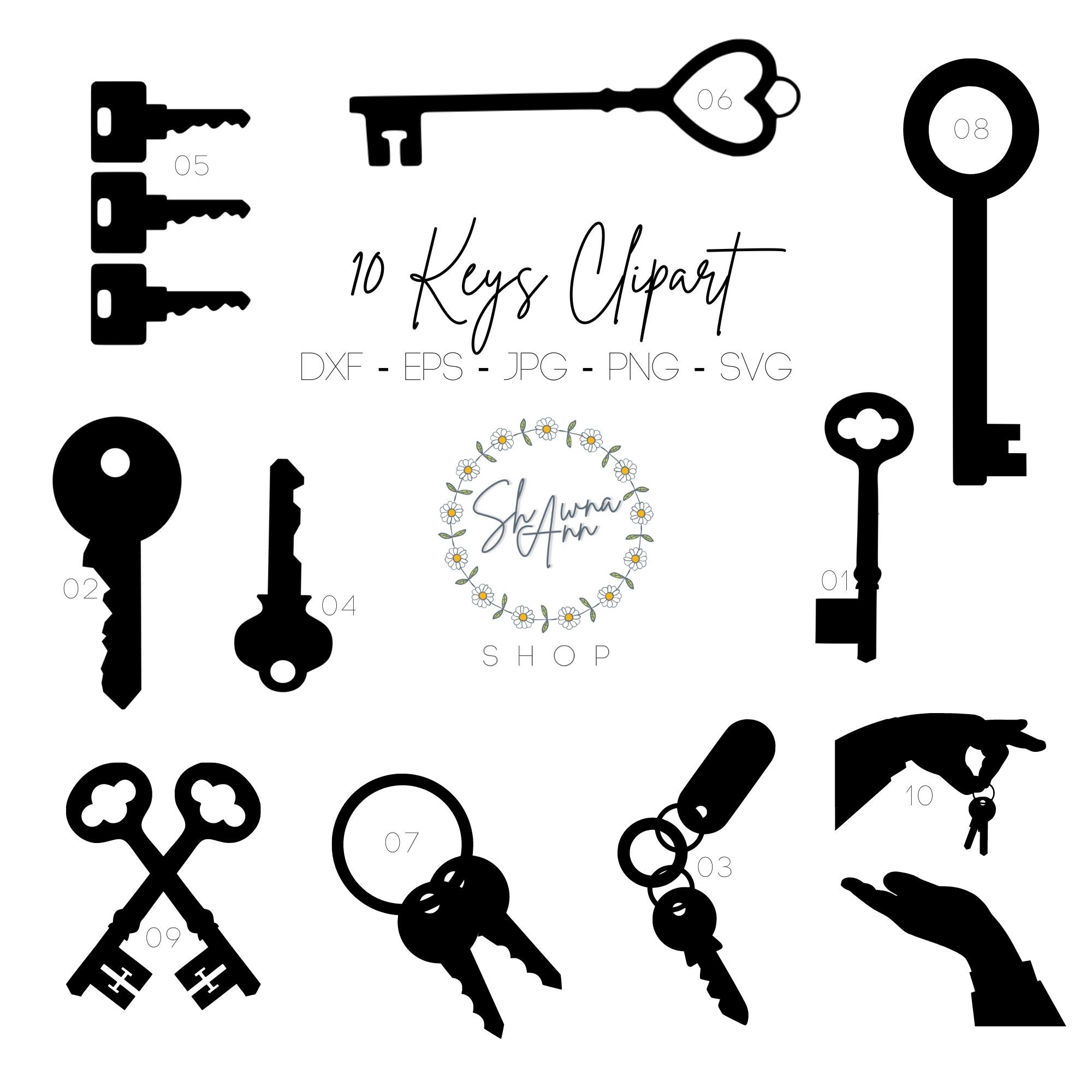 10 Keys Clipart for Realtor/real Estate Agent 5 File Types in 1 Folder