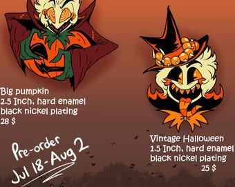 PRE-ORDER Cartoon vintage Halloween Pins pumpkin demon king HH