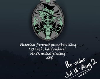 PRE-ORDER Victorian pumpkin king portrait HH demon pin