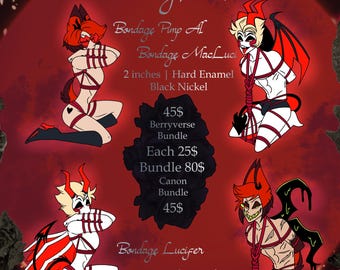Love bond Alastor and Lucifer HH demon fanmade pins V.2