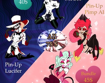 Pin up Alastor and Lucifers collab demon HH pin