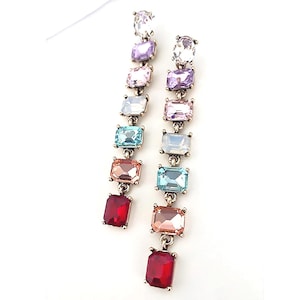 Multi-Color Crystal Beaded Chandelier Earrings: 18K Gold Plated, Boho Dangle