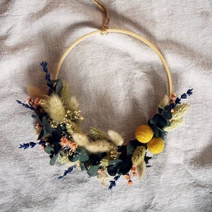 Couronne de fleurs séchées « Craspedia sournois »