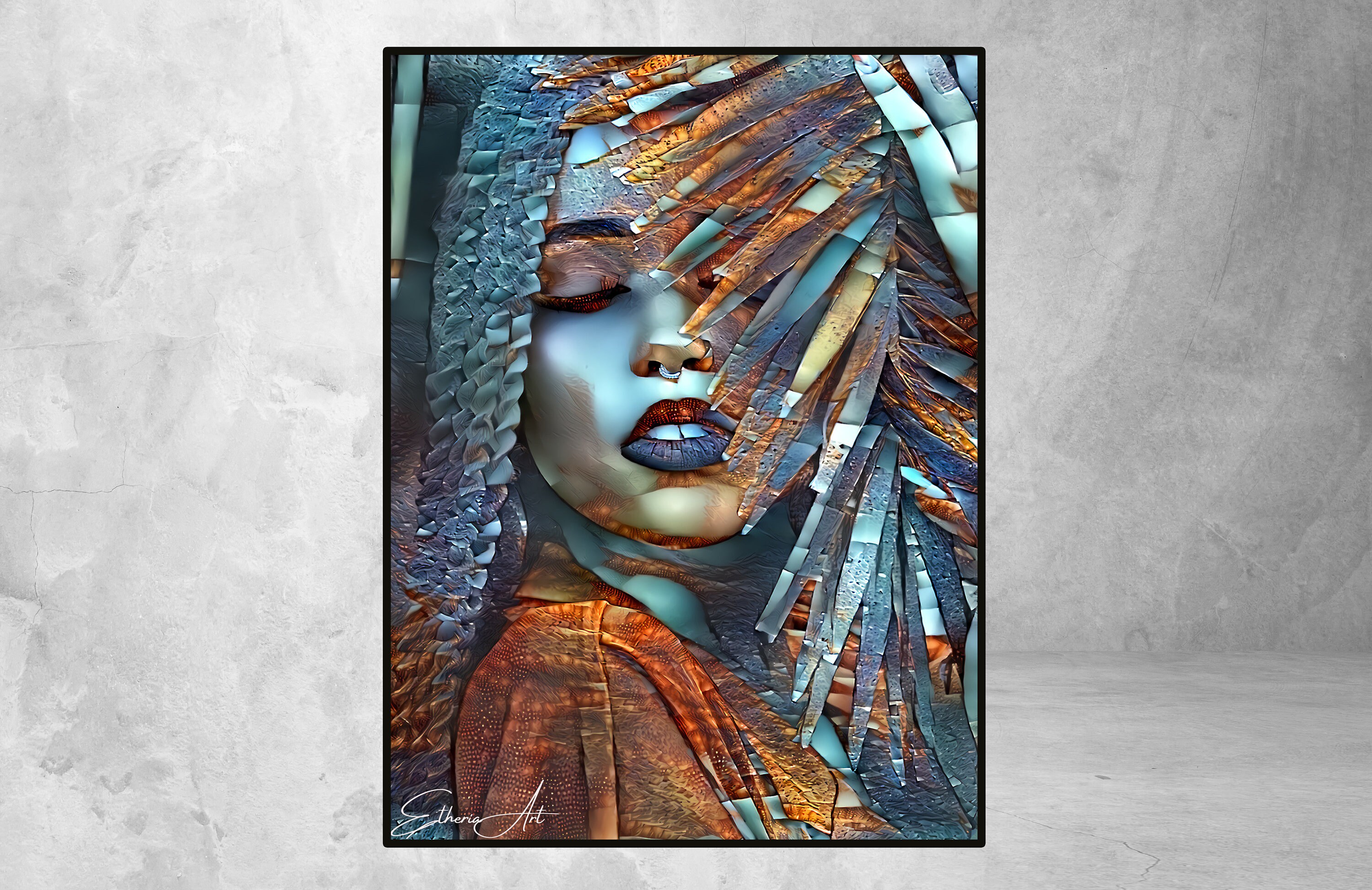 Portrait Metalique, Décoration Spirituel, Portrait Design, Wall Deco, Art Abstrait, Print, Abstract 