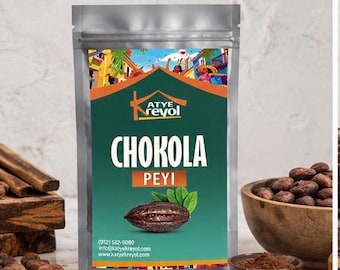 Chocolate haitiano auténtico (Chokola Peyi) / Cacao haitiano premium / Chocolate caliente tradicional / Bebida de chocolate caribeña / 3 en un paquete