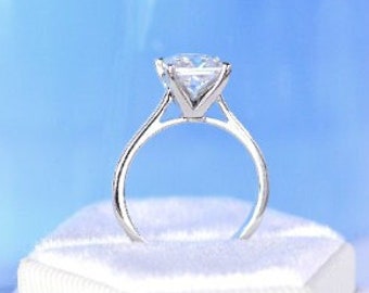 1ct Princess Cut D Colorless Moissanite 14K White Gold Engagement Ring