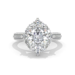 Handmade 3Ct Oval Moissanite Halo Engagement Ring: Solid Silver