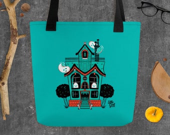 Hunted House Halloween Tote Bag