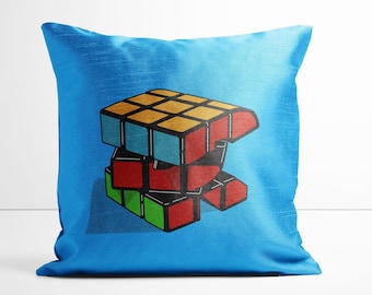 R is for Rubik's Cube Blue Pillow!