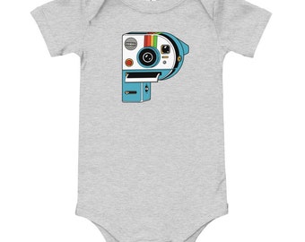 P is for Polaroid baby short sleeve one piece
