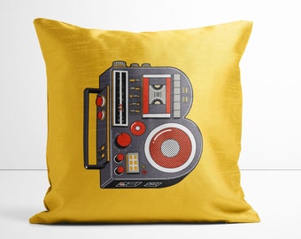 B is for Boom Box Yellow Pillow!