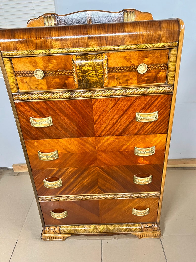 Art Deco Waterfall Dresser Etsy