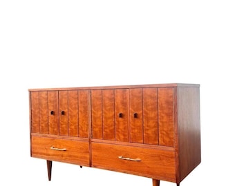 Mid Century Walnut Credenza or Sideboard MCM Wood Storage Buffet Cabinet Furniture