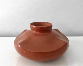 Vintage Mid Century Mexican Red Clay Brutalist Pottery Vessel Pueblo Vase