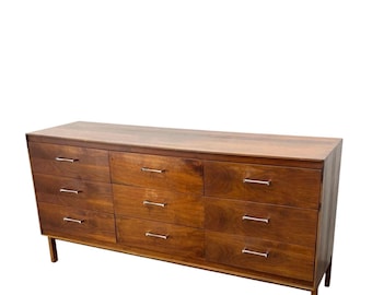 Mid Century Paul McCobb for Lane "Components" Walnut Low Dresser or Credenza MCM Wood Storage Cabinet Furniture