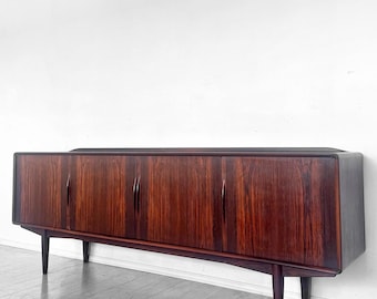 Mid Century Scandinavian Rosewood Credenza or Sideboard by Alf Aarseth for Gustav Bahus MCM Norweigan Wood Storage Cabinet Furniture