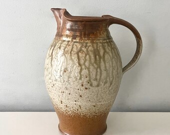 Mid Century Danish Drip Glaze Pottery Pitcher Vessel or Vase Scandinavian Decor