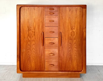 Mid Century Danish Modern Teak Tambour Door Armoire, Dresser, Chest or Cabinet MCM Scandinavian Wardrobe