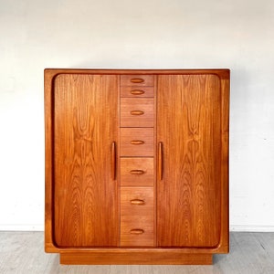 Mid Century Danish Modern Teak Tambour Door Armoire, Dresser, Chest or Cabinet MCM Scandinavian Wardrobe