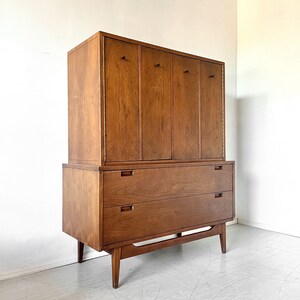 Mid Century Modern Walnut High Chest or Tall Dresser by American of Martinsville image 2