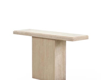 Vintage Italian Travertine Console Table Modernist Open Back Stone Furniture