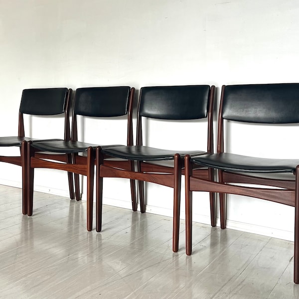 Mid Century Danish Modern Rosewood Set of Four Dining Chairs by Poul Volther for Frem Rojle