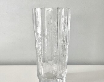 Vintage Mid Century Art Glass "Iceberg" or "Avena" Vase or Vessel by Tapio Wirkkala for Littala of Finland 1960s