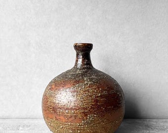 Japanese Mid Century Shigaraki Stoneware Vase or Pottery Vessel Ceramic Studio Decor