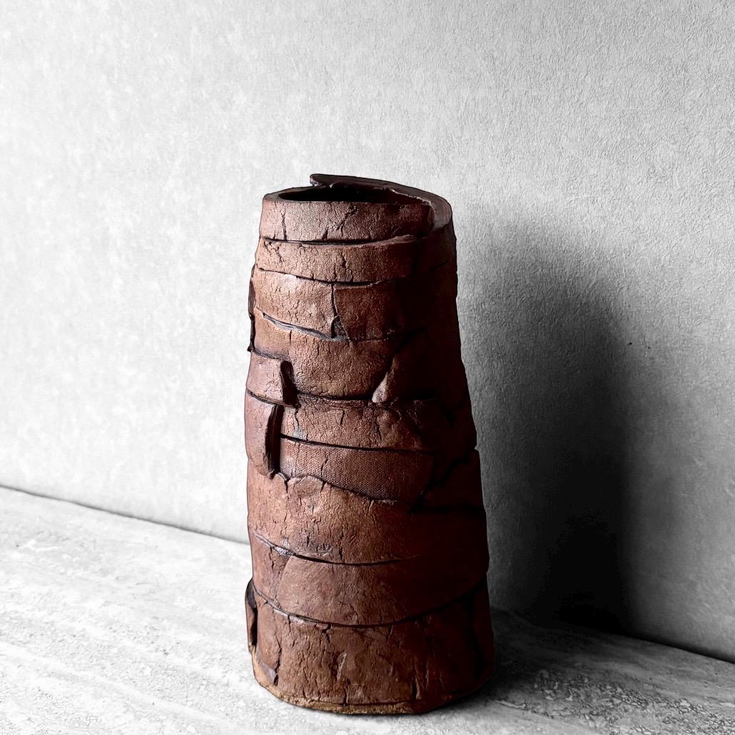 Mid Century Brutalist Slab Built Pottery Vase or Vessel MCM Artist ...