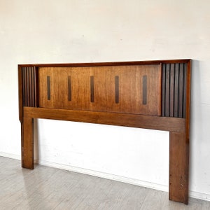 Mid Century Danish Modern Walnut and Rosewood Queen Sized Headboard by Lane “Tower Suite” Collection