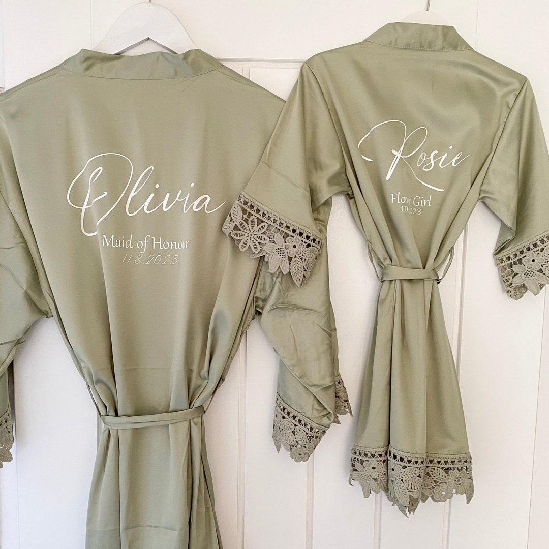 Sage Green Robe Robe for Bridesmaid Personalised Bridesmaid Etsy UK
