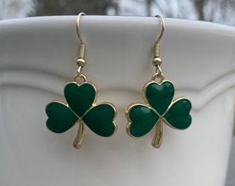 GiftJewelryShop Bronze Retro Style green Ireland shamrock hat Photo Clip On Earrings Flower Earrings #12 