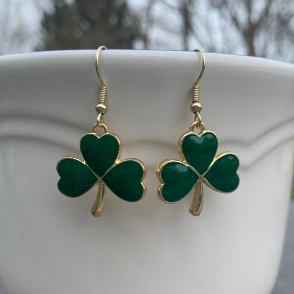 St. Patrick's Day Earrings, Shamrock jewelry, Irish gifts for her