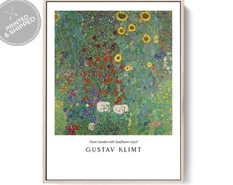 Gustav Klimt Sunflowers Print Farm Garden with Sunflowers 1907 | Vintage Floral Wall Art | Botanical Poster | Famous Painters