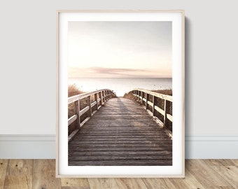Bridge to the Beach Poster Scandinavian Nature Scenery Canvas Painting Wall Art Poster and Print Modern Art Picture Home Decor
