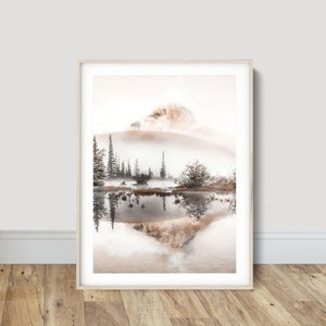 Misty Morning Lake Poster Wall Art Canvas Painting Flower Picture Home Decor Poster and Print for Living Room
