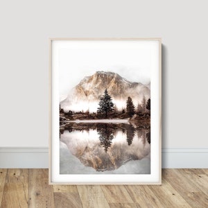 Lake by the Mountains Poster Wall Art Canvas Painting Flower Picture Home Decor Poster and Print for Living Room