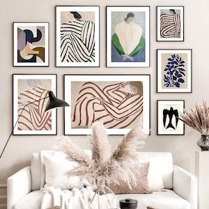 Pôster de folha de arte de parede abstrata moderna, pôster nórdico, impressão de arte de parede, pintura em tela, imagens retrô para decoração de sala de estar